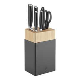 7-tlg, Messerblockset, Silber, Schwarz