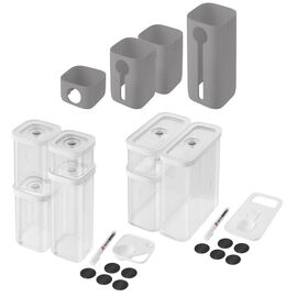 Cube Set S & M Boxen, transparent weiß + Cover Grau / 15- TLG.